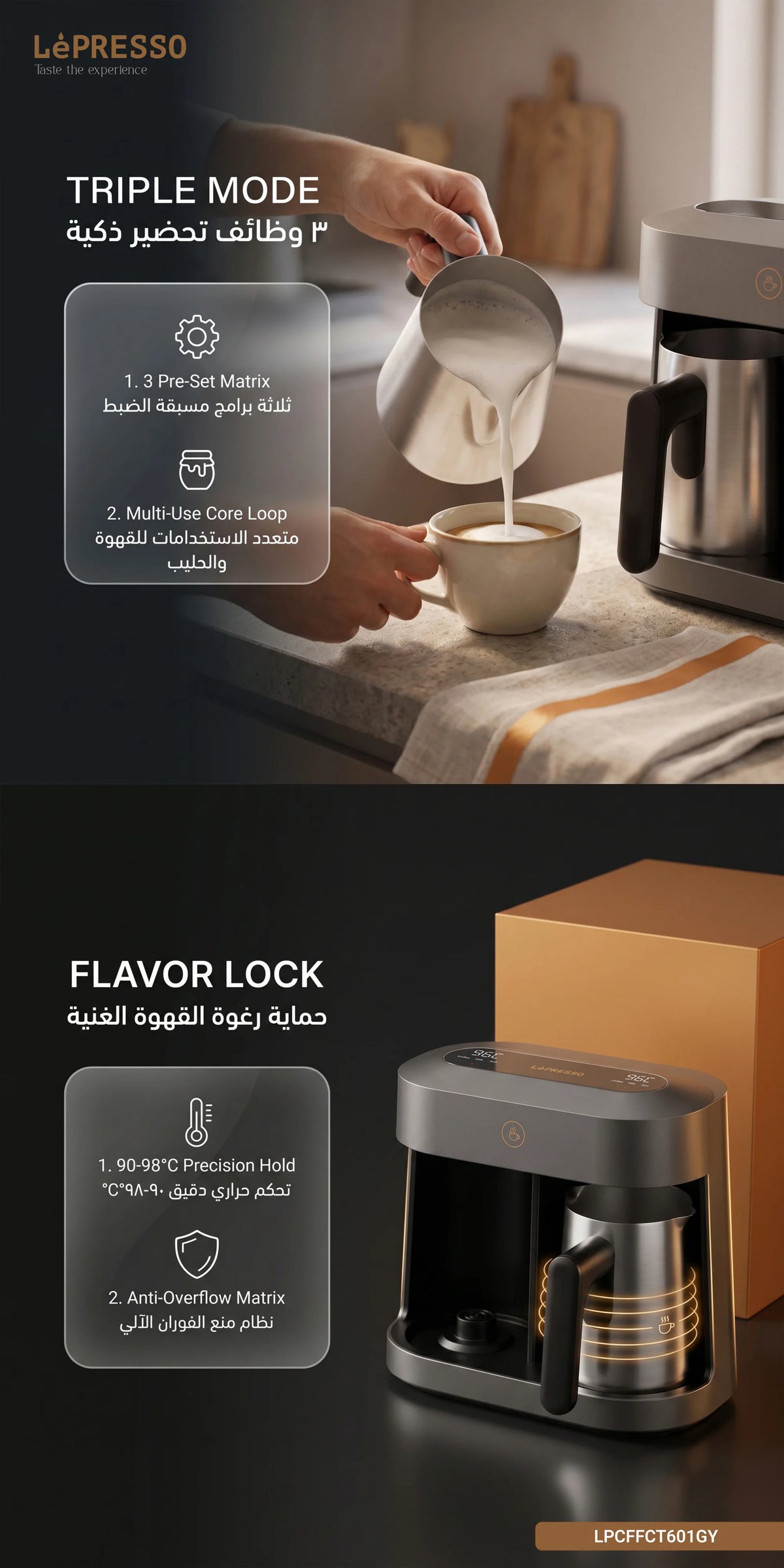 LePresso Cezvara Dual Cup Turkish Coffee Maker Gray – image 2