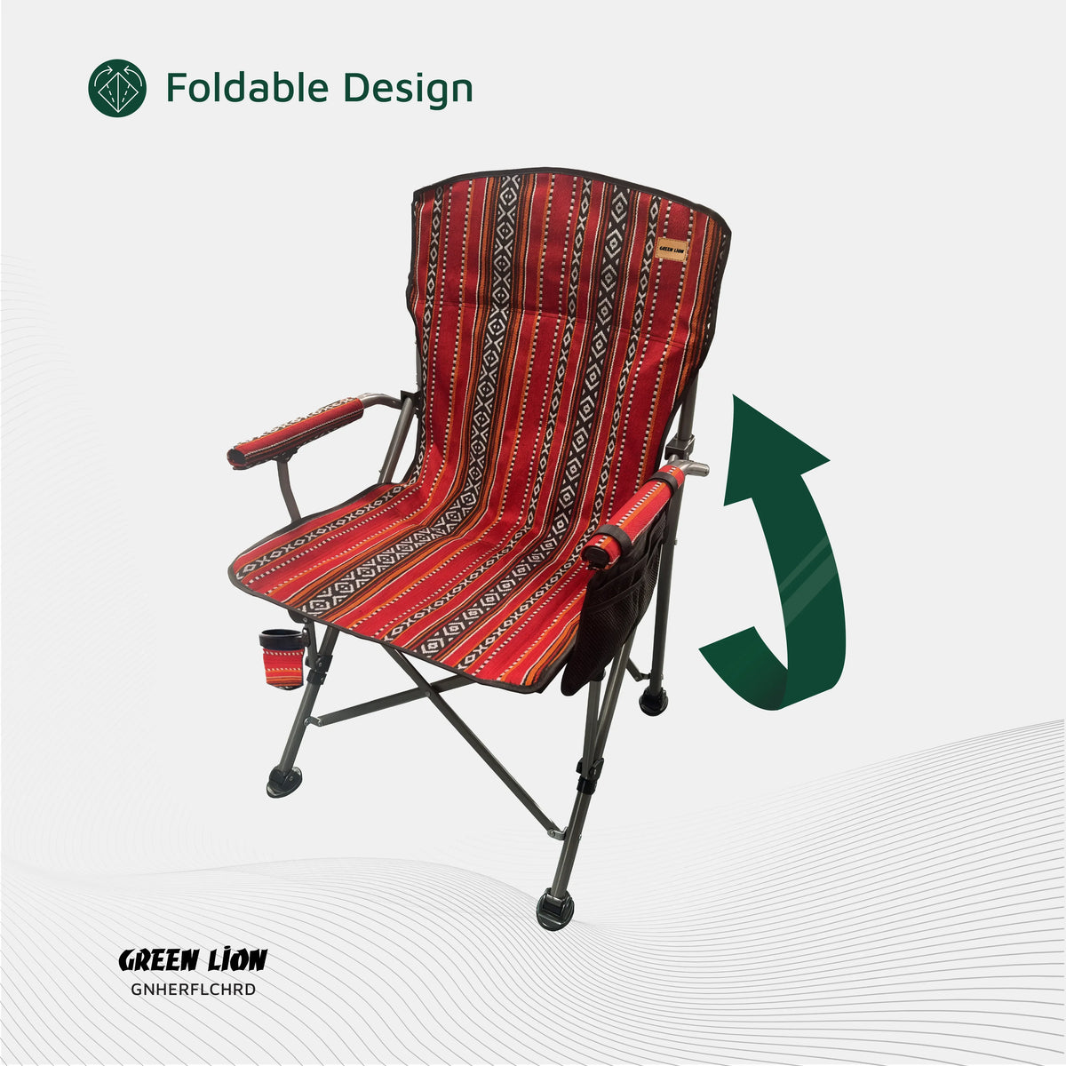 Green Lion Heritage Foldable Chair Red – image 4