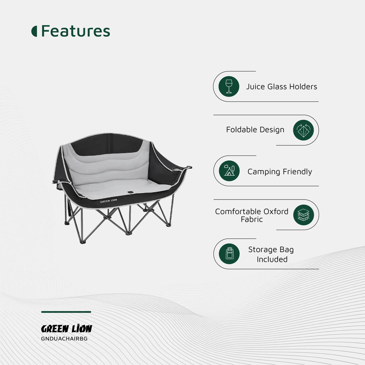 Green Lion Double Camping Chair Beige – image 7