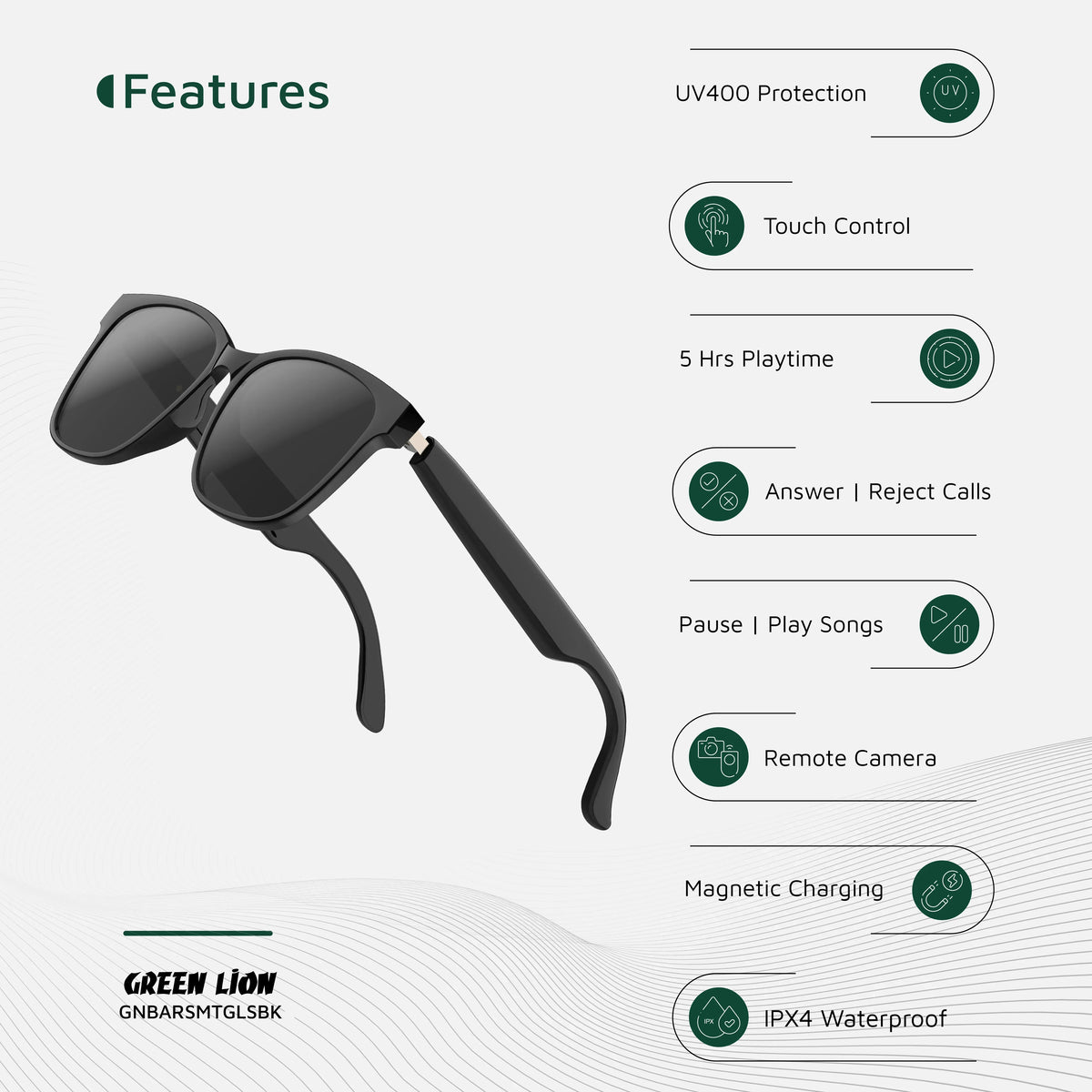 Green Lion Barcelona Smart Glasses Black – image 11