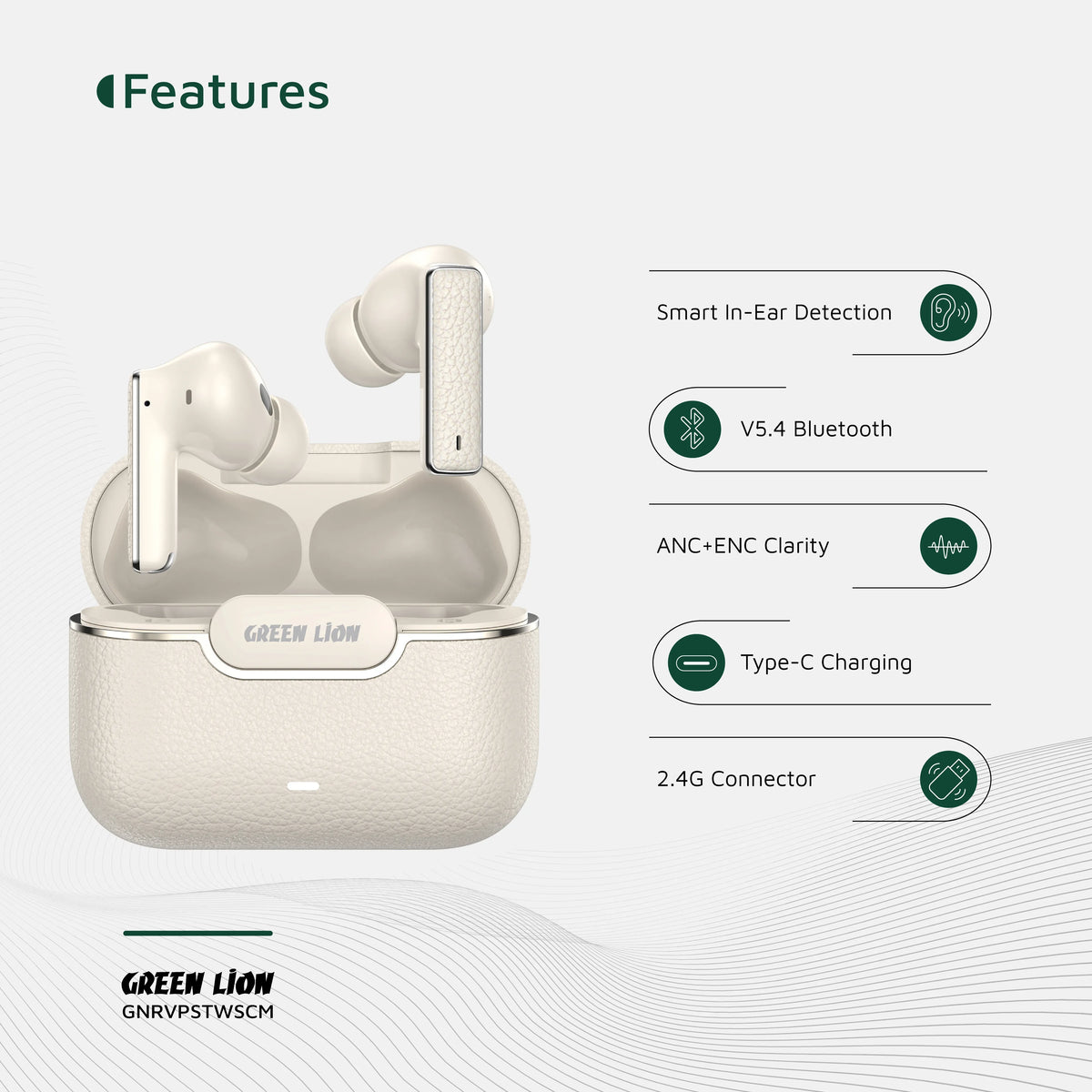 Green Lion River Plus True Wireless Earbuds - Cream – image 4