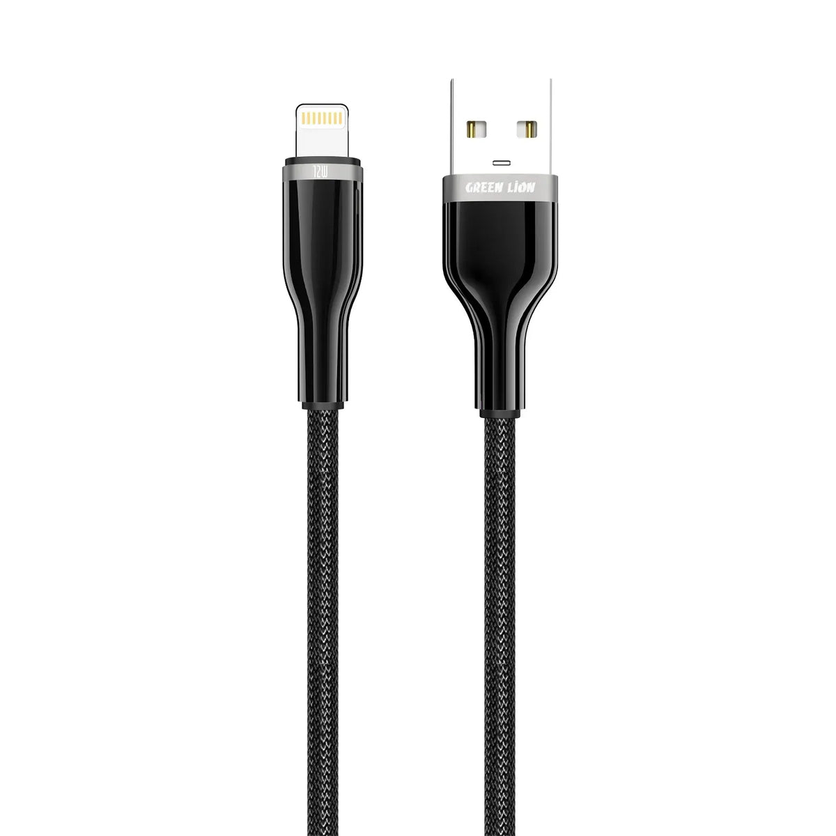 Green Lion USB A to Lightning Zinc Alloy Braided Cable Black – image 2