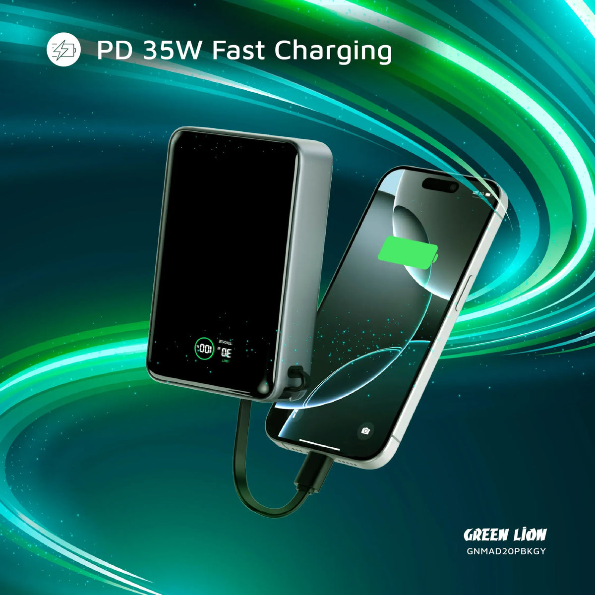 Green Lion Madrid 20 Power Bank 20000mAh PD 35w Gray – image 10
