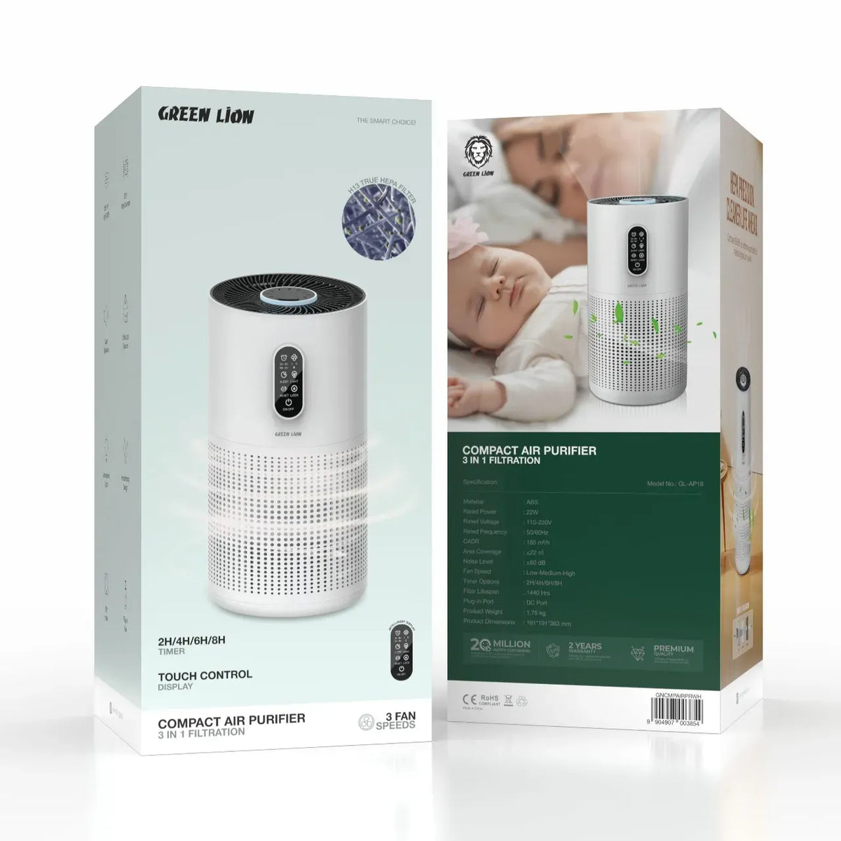 Green Lion Compact Air Purifier 3 in 1 Filtration - White – image 2