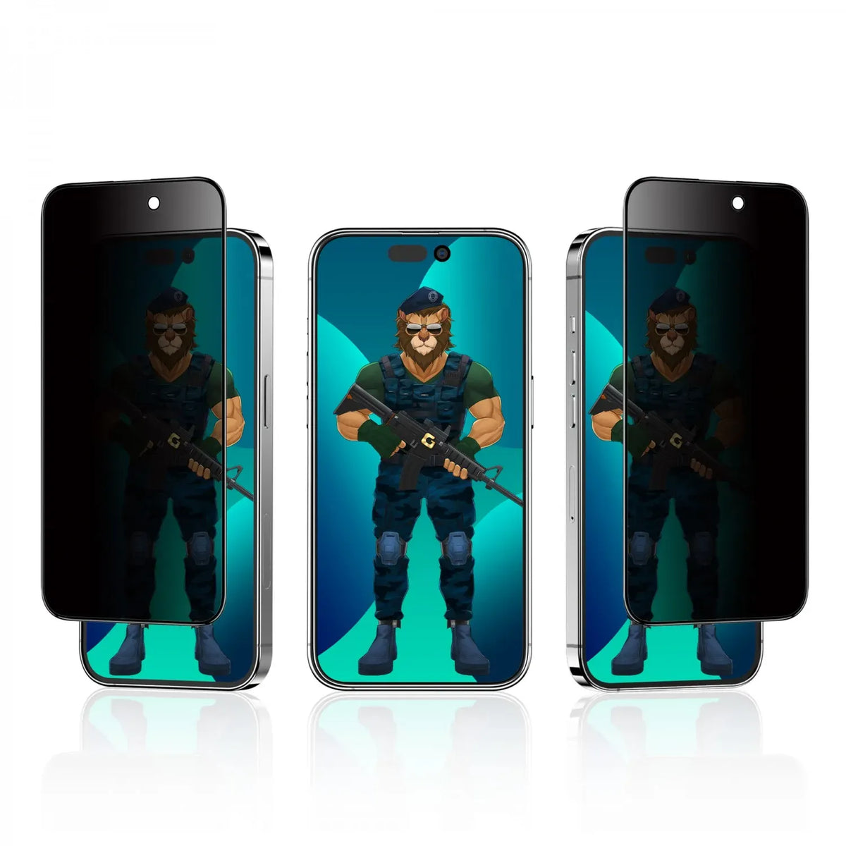 Green Lion 3d Pet Privacy Glass Screen Protector for Iphone 14 Pro Black Edge Privacy – image 3