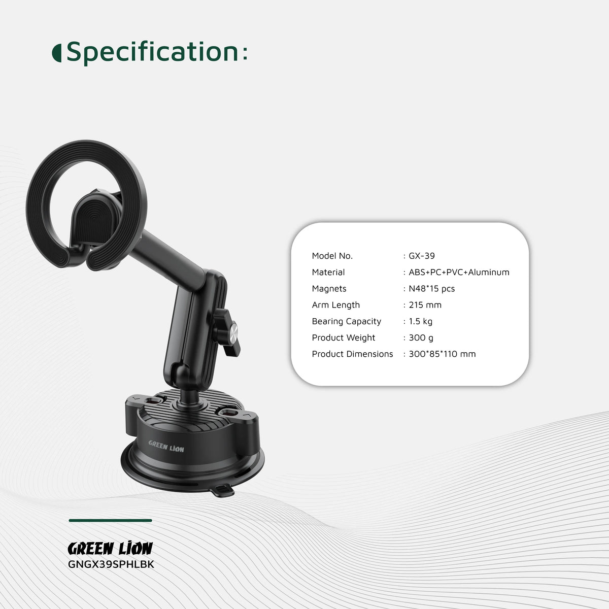 Green Lion GX-39 Suction Phone Holder - Black – image 13