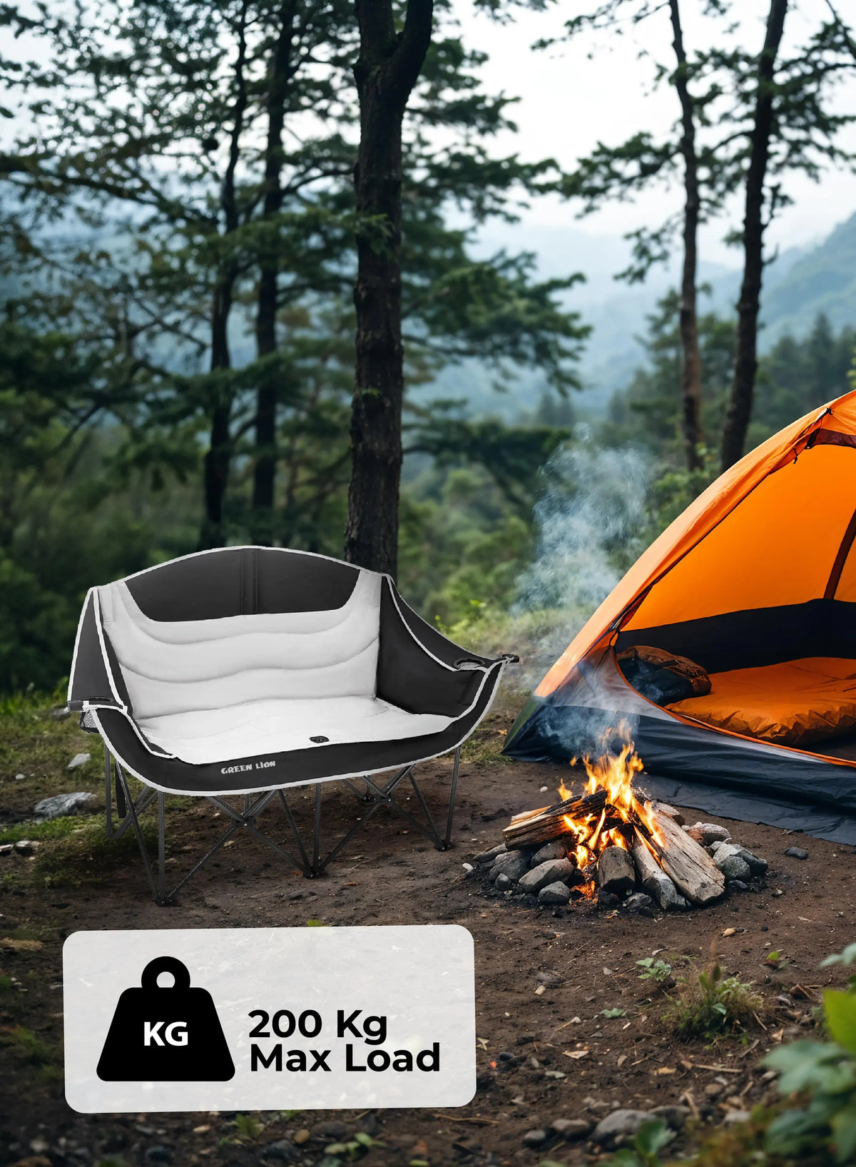 Green Lion Double Camping Chair Beige – image 13