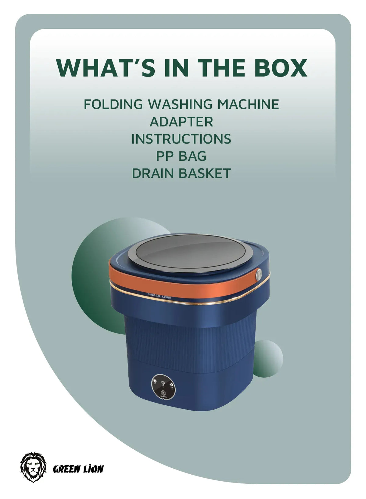 Green Lion Foldable Mini Washing Machine 9l 60w Blue – image 6