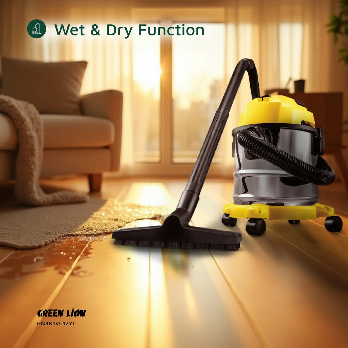 Green Lion Ultra 3 In 1 Vacuum Cleaner 12 L 1000 W - Yellow – image 10