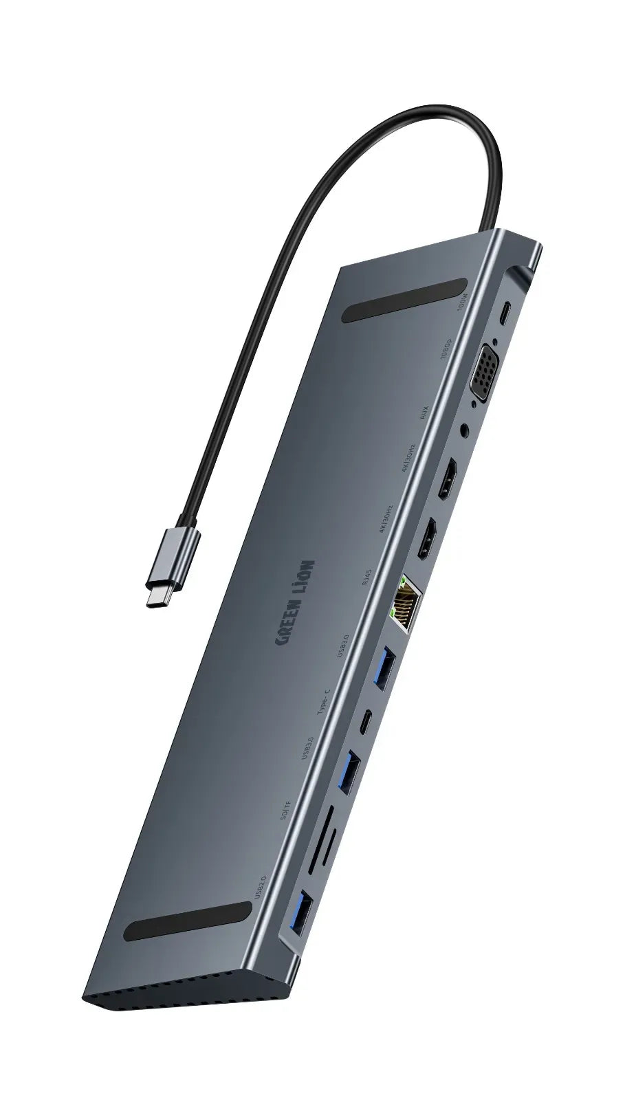 Green Lion 12 in 1 4k Hdmi Ethernet USB C Hub Gray – image 9