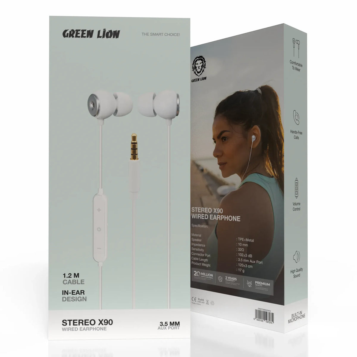 Green Lion Stereo X 903.5 mm Wired Earphone - White – image 4