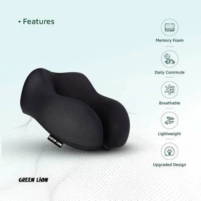 Green Lion Memory Foam Neck Pillow Black – image 4
