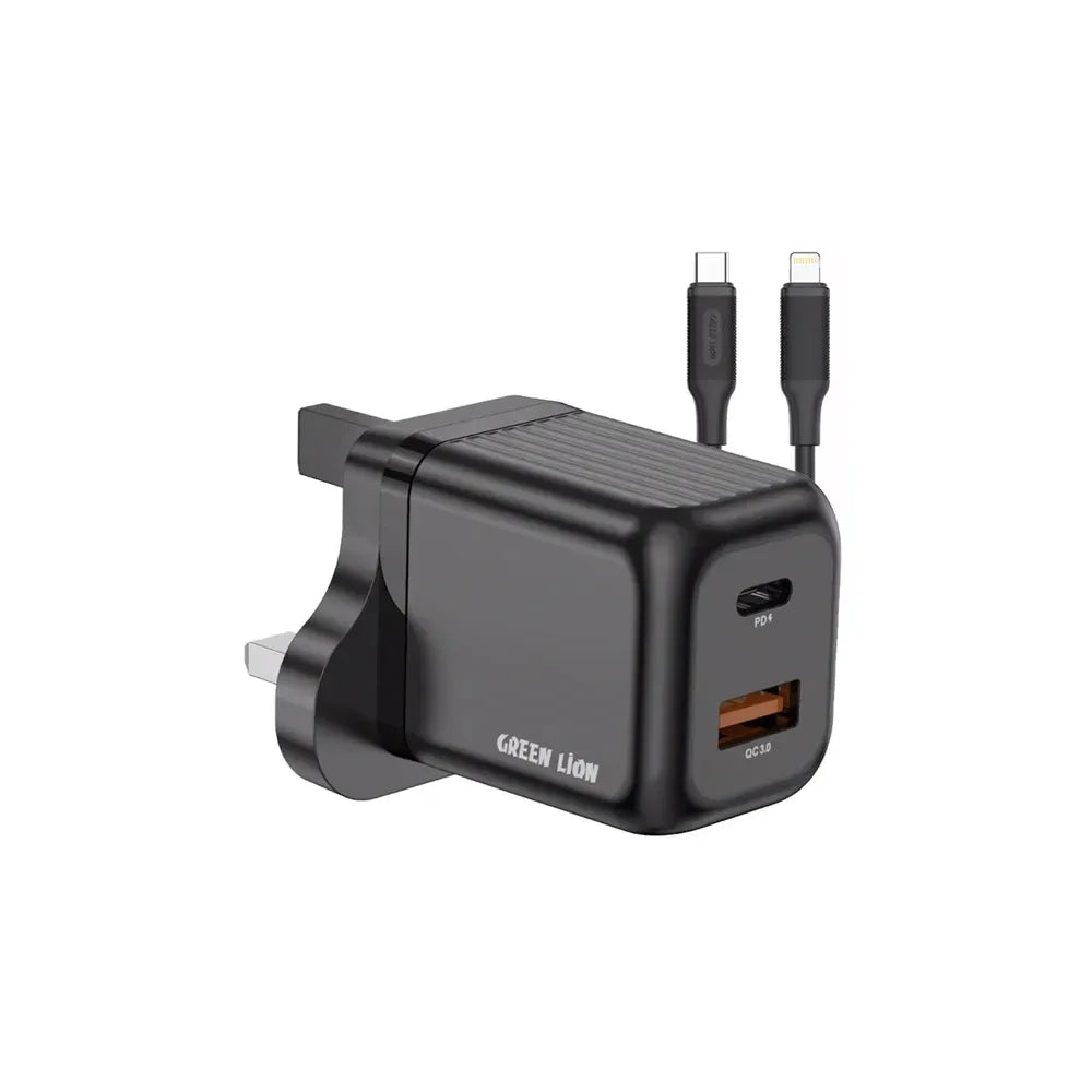 Green Lion Ultra Compact Gan Wall Charger PD+QC 35 WCto L - Black – image 3