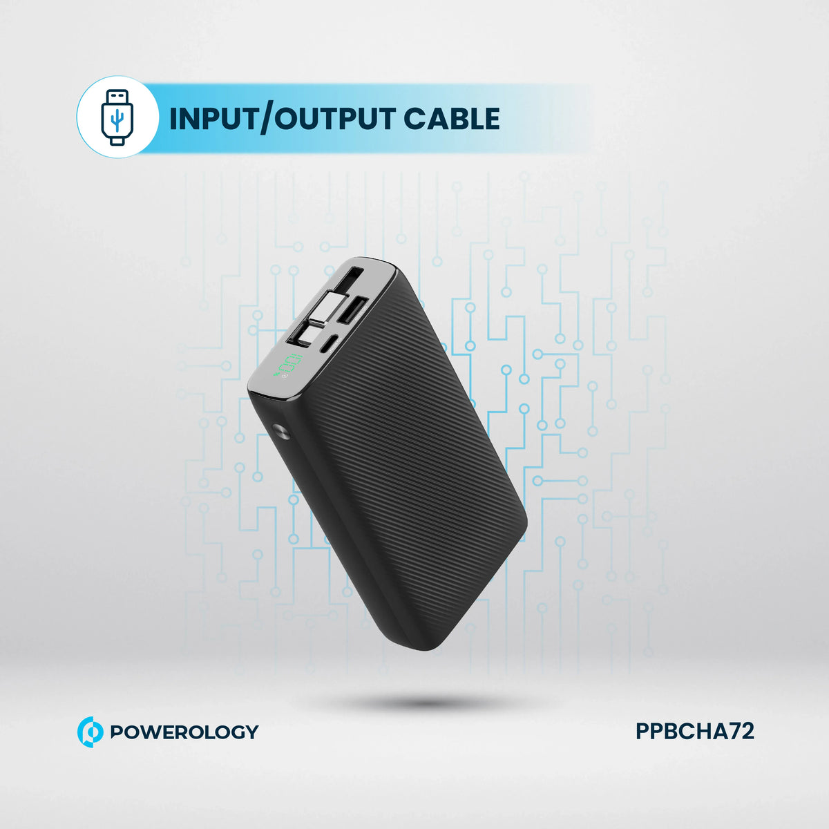 Powerology 20000mAh Retractable Cable Power Bank Black – image 12