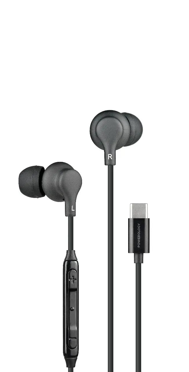 Powerology Type-CIn-Ear Stereo Earphones - Black