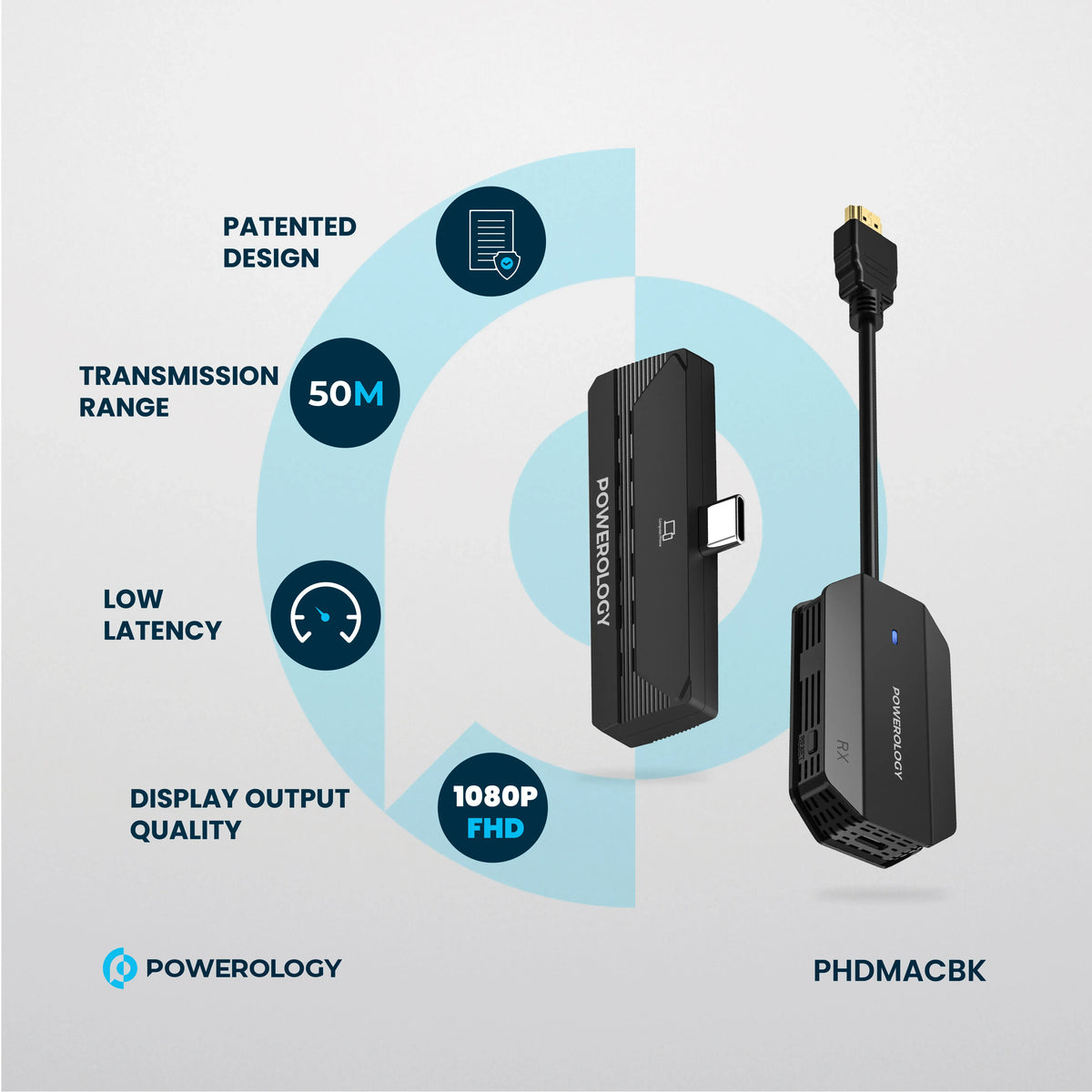 Powerology Wireless Hdmi Type C Adapter Audio Video Black – image 6