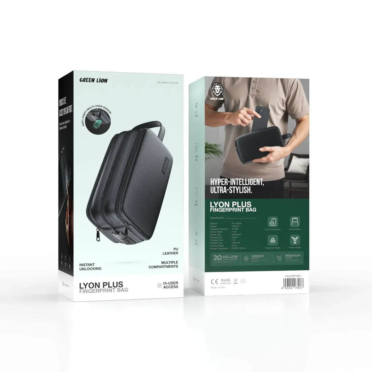 Green Lion Lyon Plus Fingerprint Bag Black – image 3