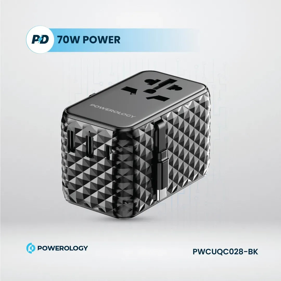 Powerology Ga N 20 W PDUniversal Adapter Retractable Type-CCable - Black – image 9