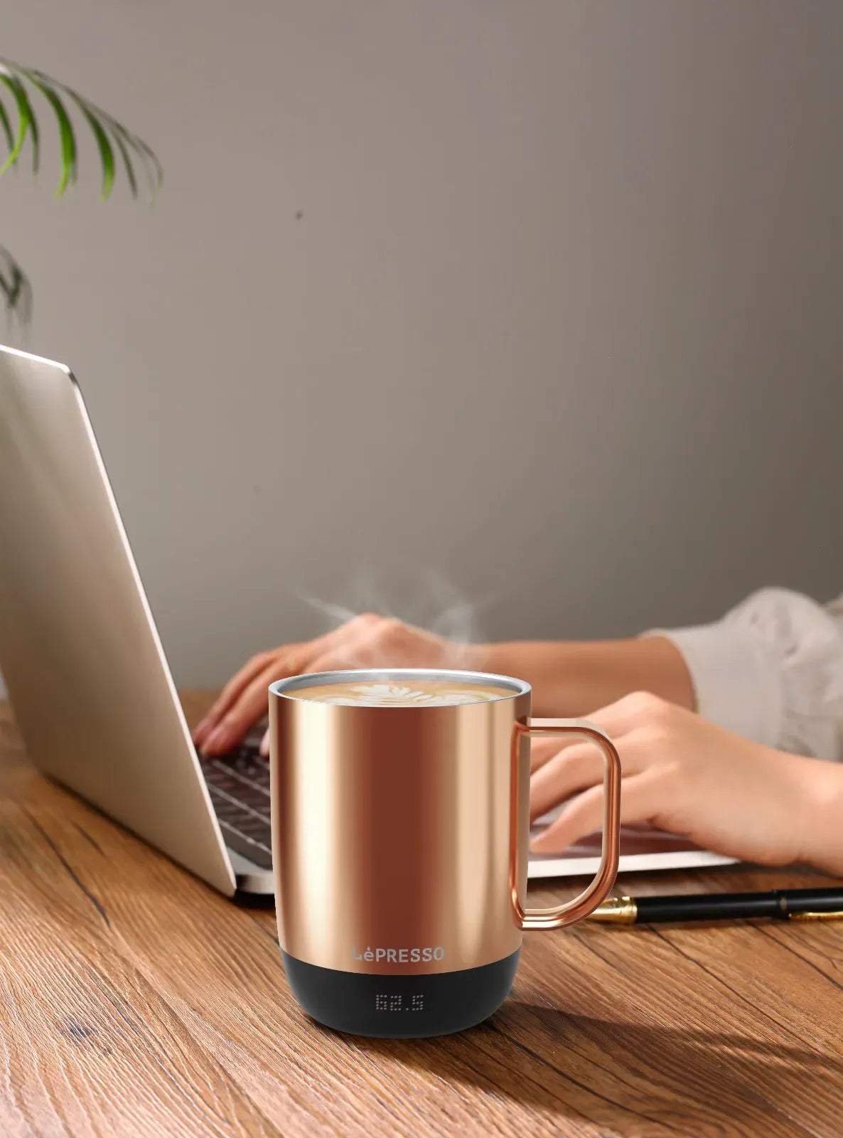 Lepresso Aurelio Ceramic Mug with Temperature Control Base - RoseGold – image 4