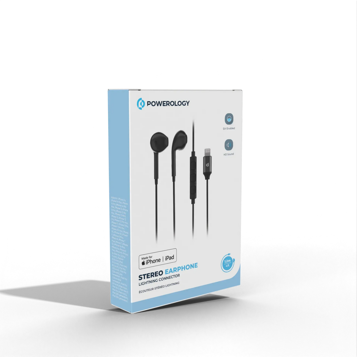 Powerology Stereo Earphone Lightning Connector 1.2 m/4 ft - Black – image 3