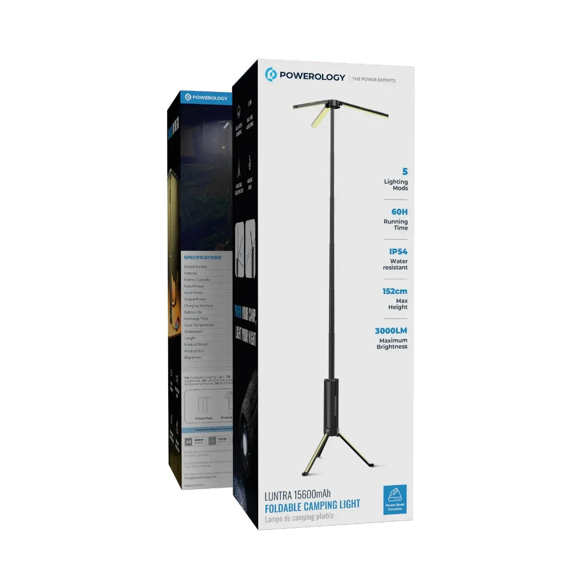 Powerology Luntra 15600mAh Foldable Camping Light Black – image 6