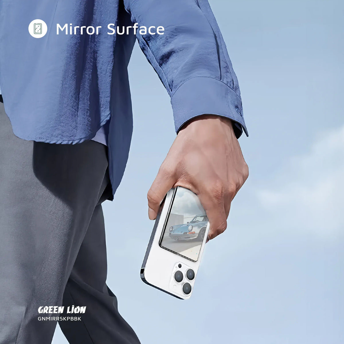 Green Lion Mirror Design 5000mAh Power Bank Black – image 8