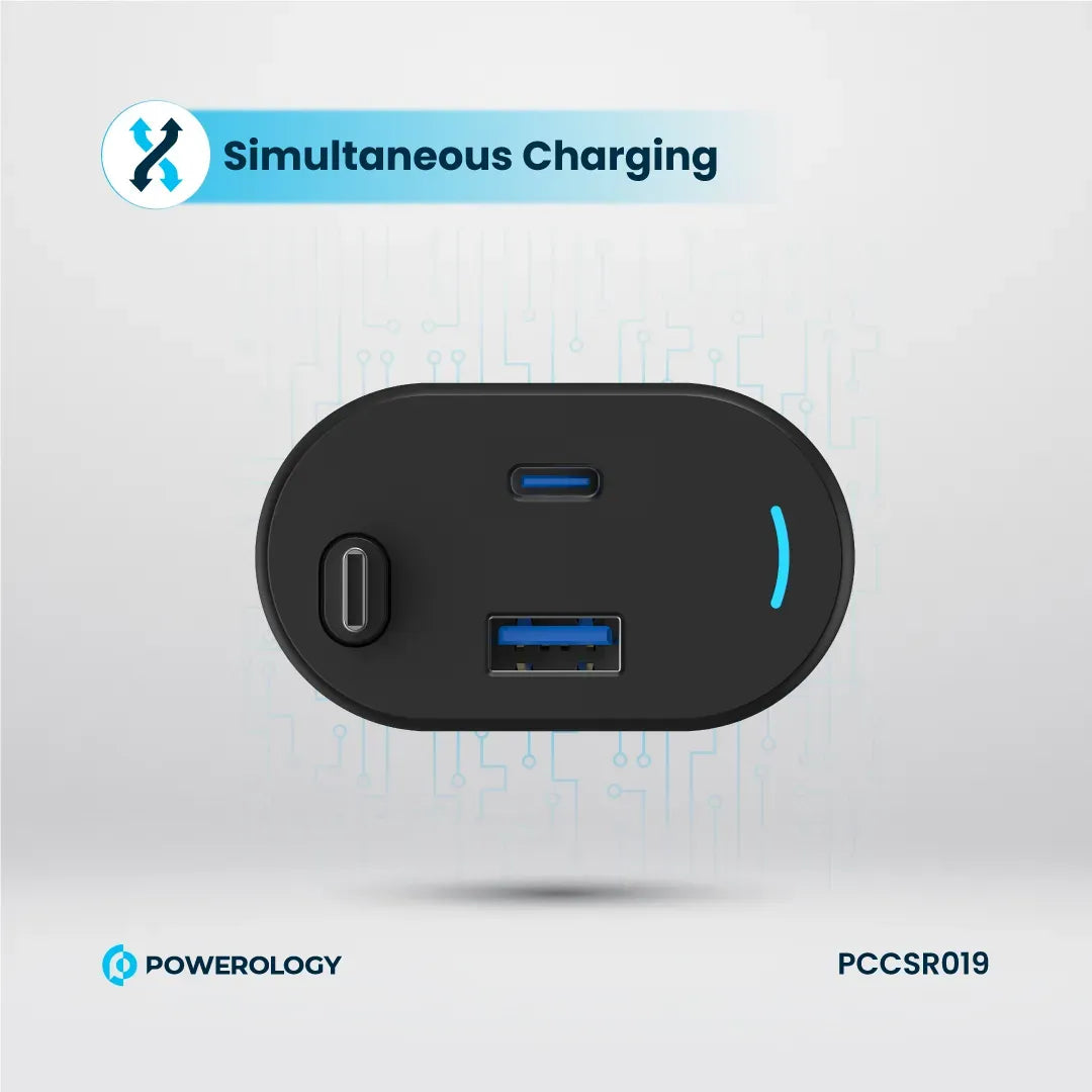Powerology Type C Retractable Car Charger 103w Black – image 3