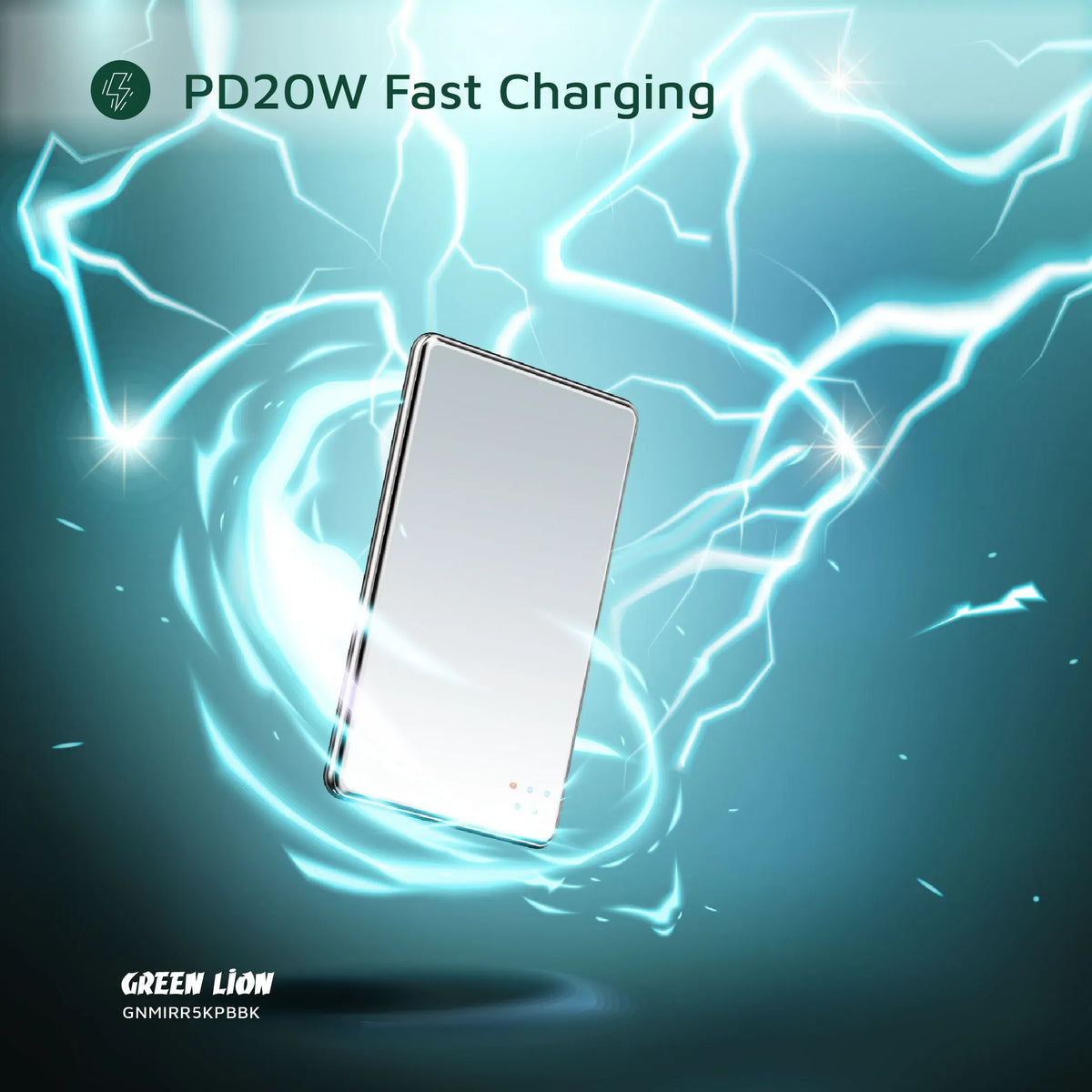 Green Lion Mirror Design 5000mAh Power Bank Black – image 10