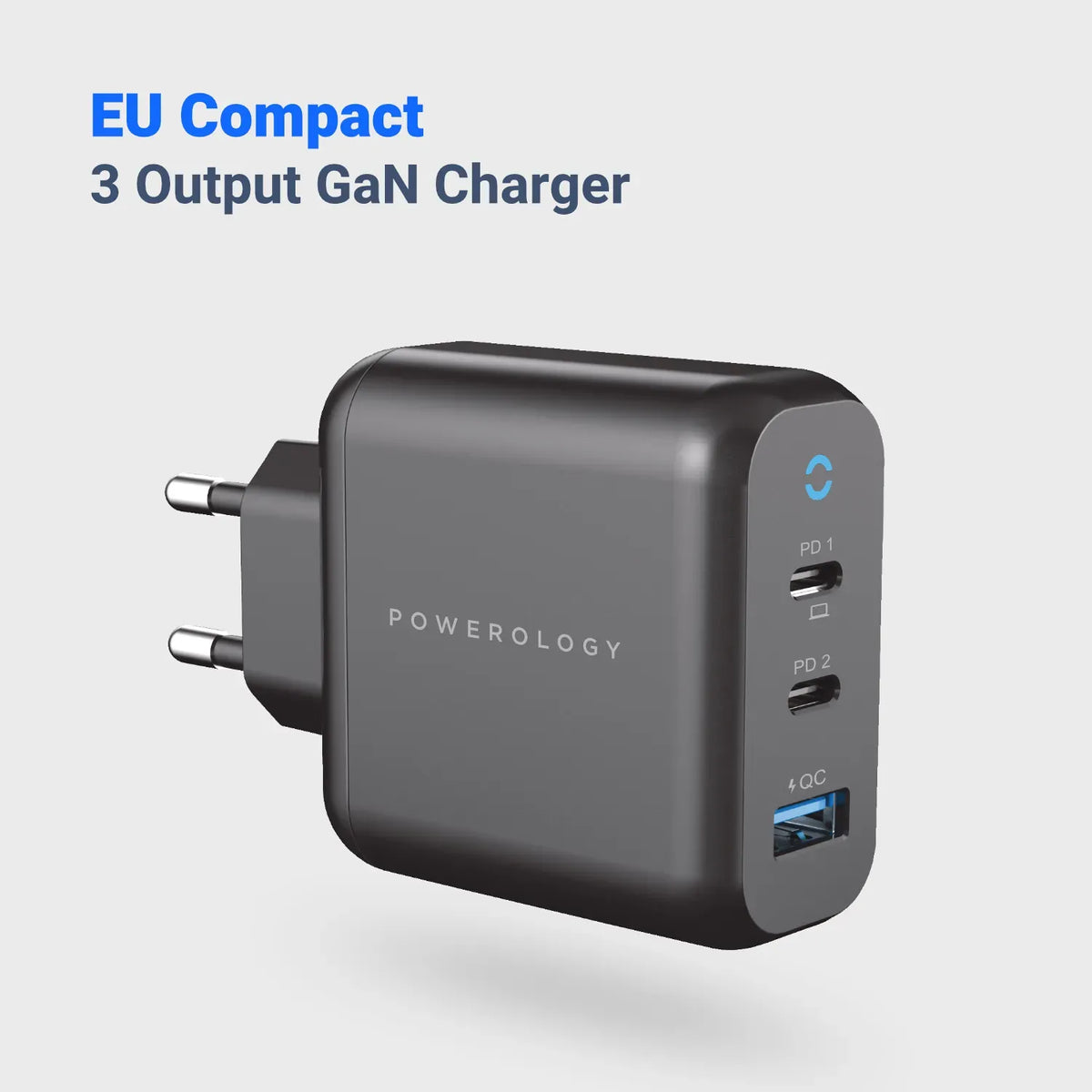 Powerology 3-Output 65 W PDGa N Charger with Quick Charge USB-A (EU) - Black – image 8
