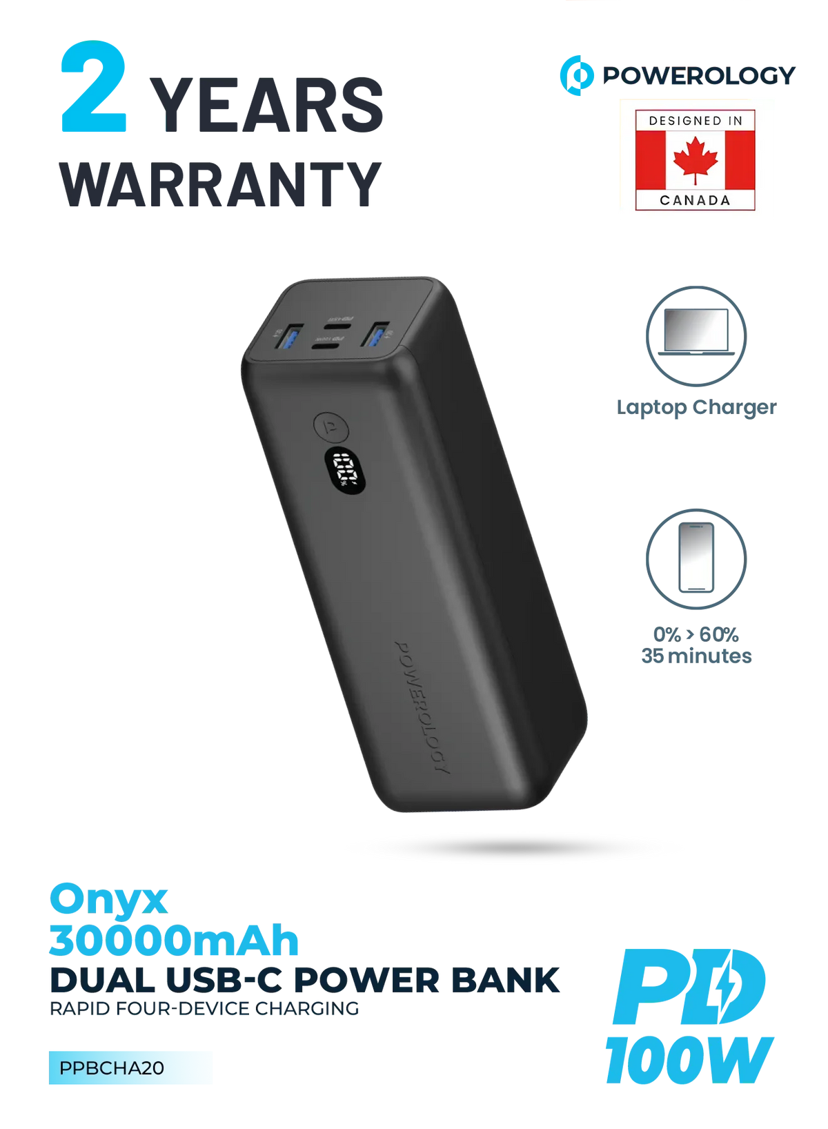 Powerology Onyx 30000mAh Dual USB C Power Bank – image 8