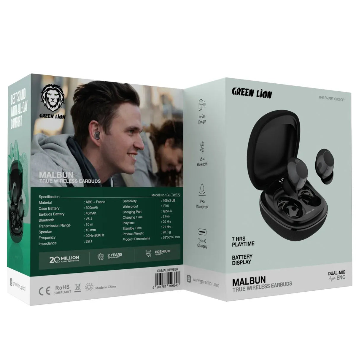 Green Lion Malbun True Wireless Earbuds - Black