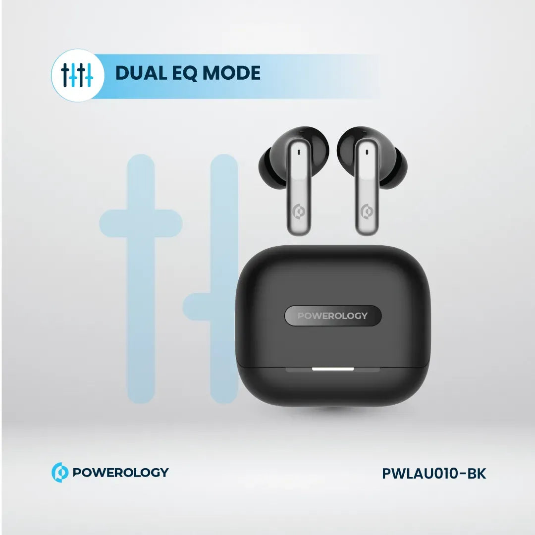 Powerology 6 Mic Hybrid ANC + ENCTrue Wireless Buds - Black – image 8