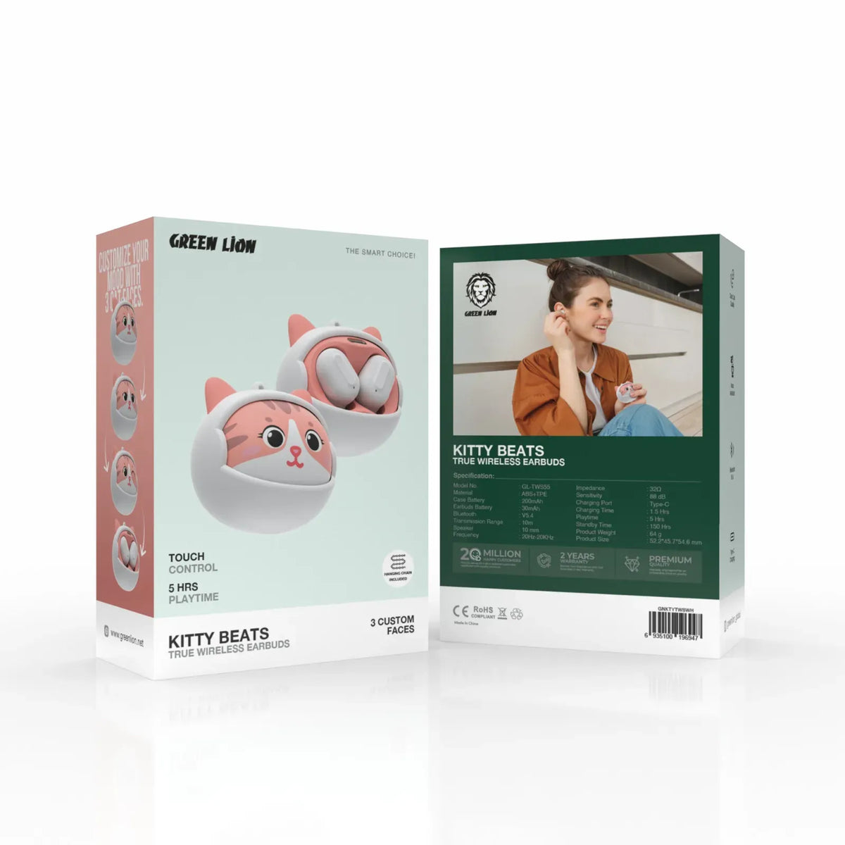 Green Lion Kitty Beats True Wireless Earbuds White – image 5