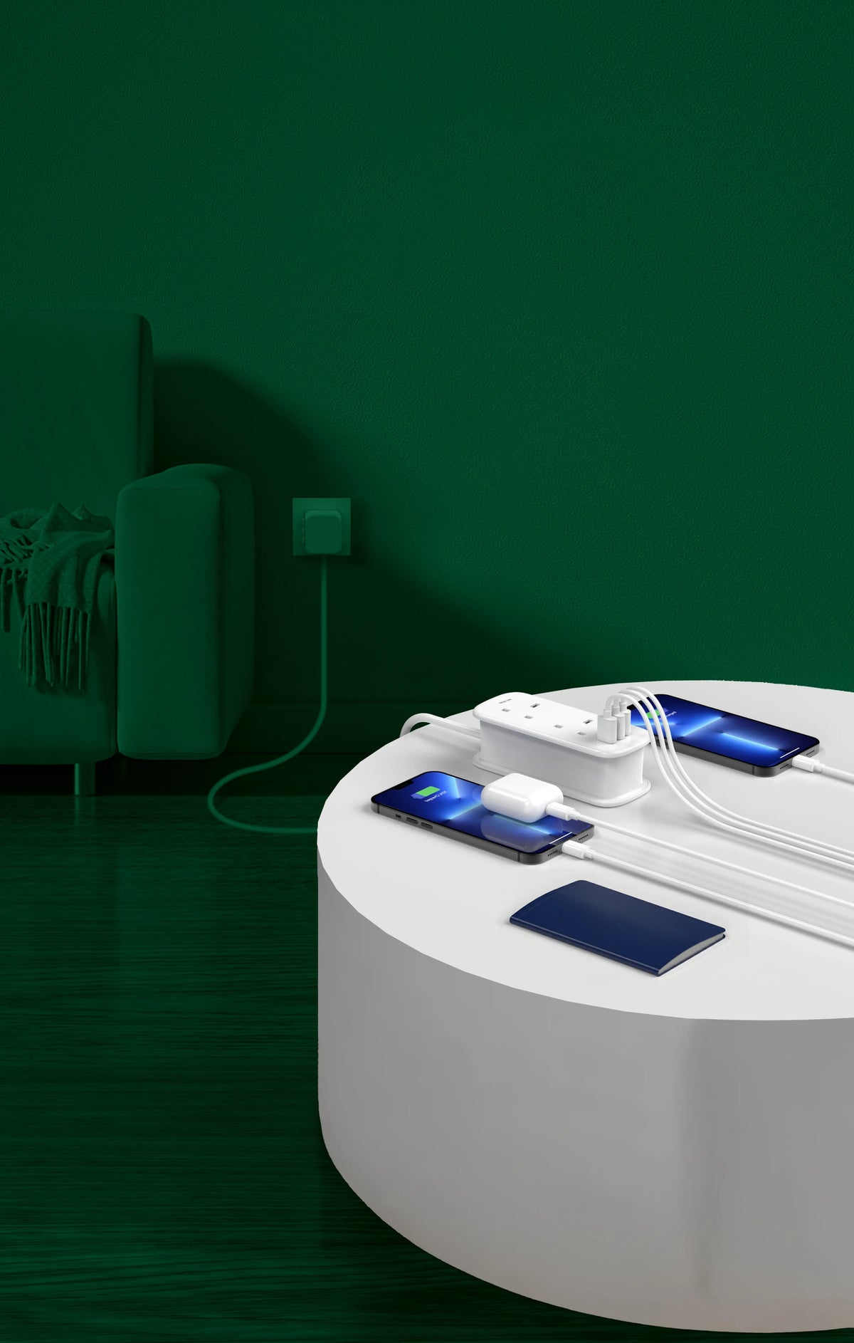 Green Lion Gs 600 Power Strip USB C USB A 2 Uk AC Outlets PD 30w White – image 1