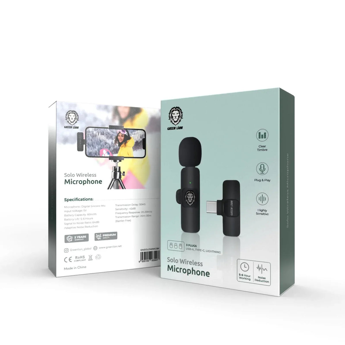 Green Lion Solo Wireless Microphone 3 Plugs 60mAh Black – image 4