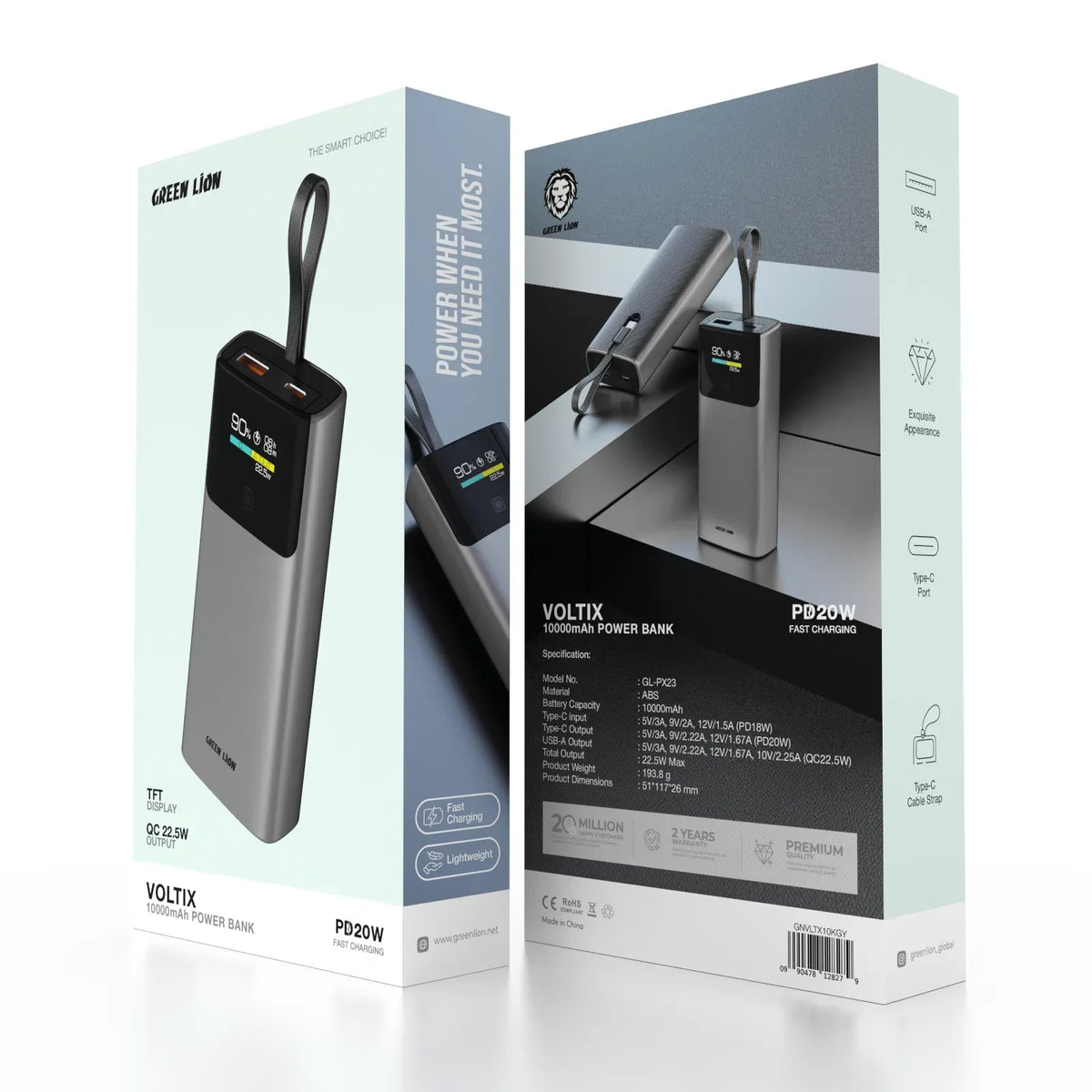 Green Lion Voltix 10000mAh Power Bank Pd20w Grey – image 10