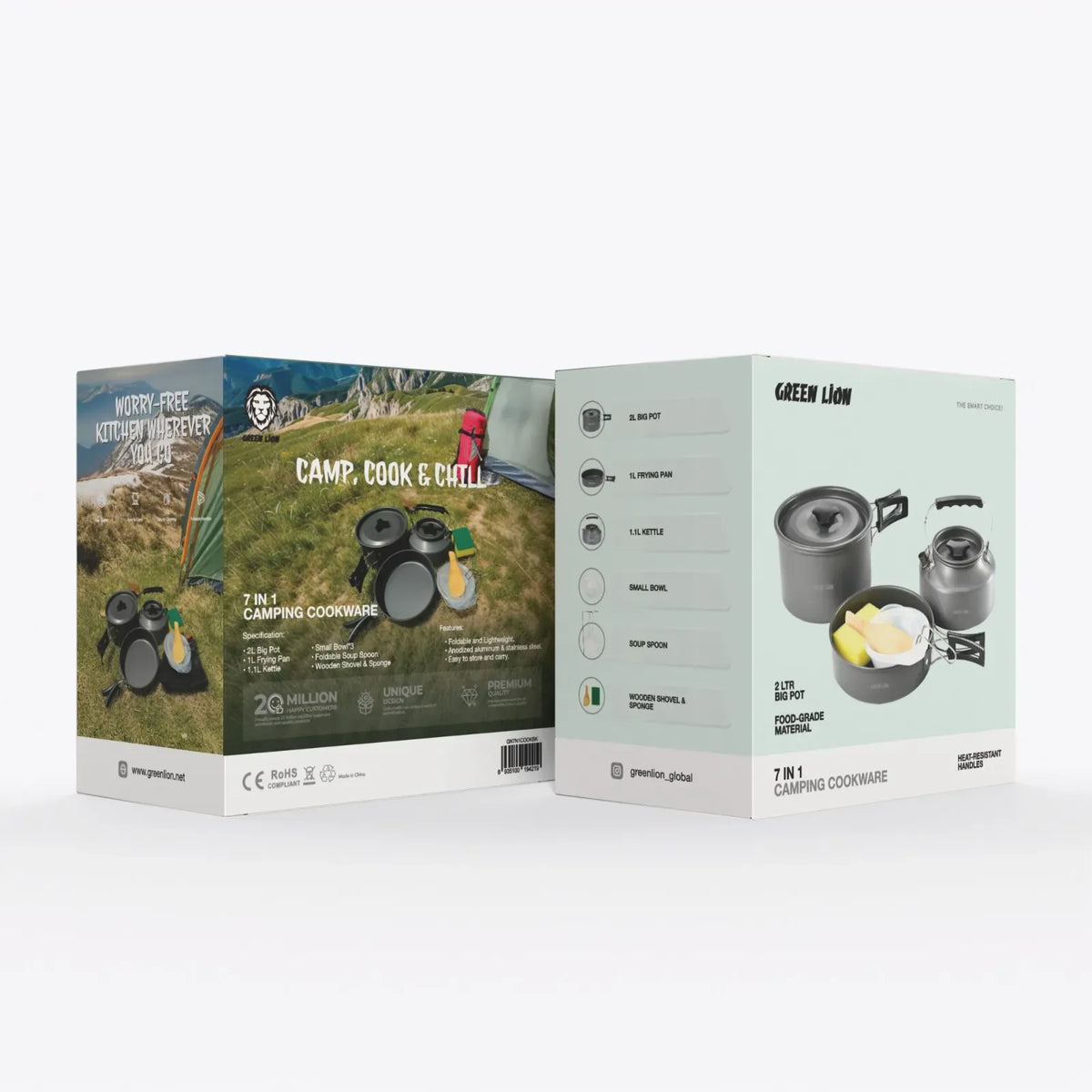 Green Lion 10 in 1 Camping Cookware Black – image 2