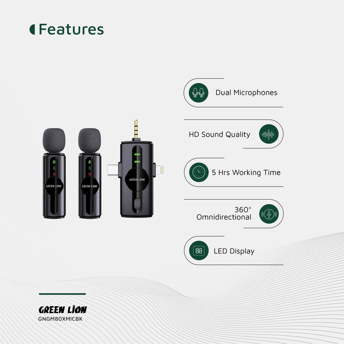 Green Lion Gm 80x Microphone 3 in 1 Black – image 12