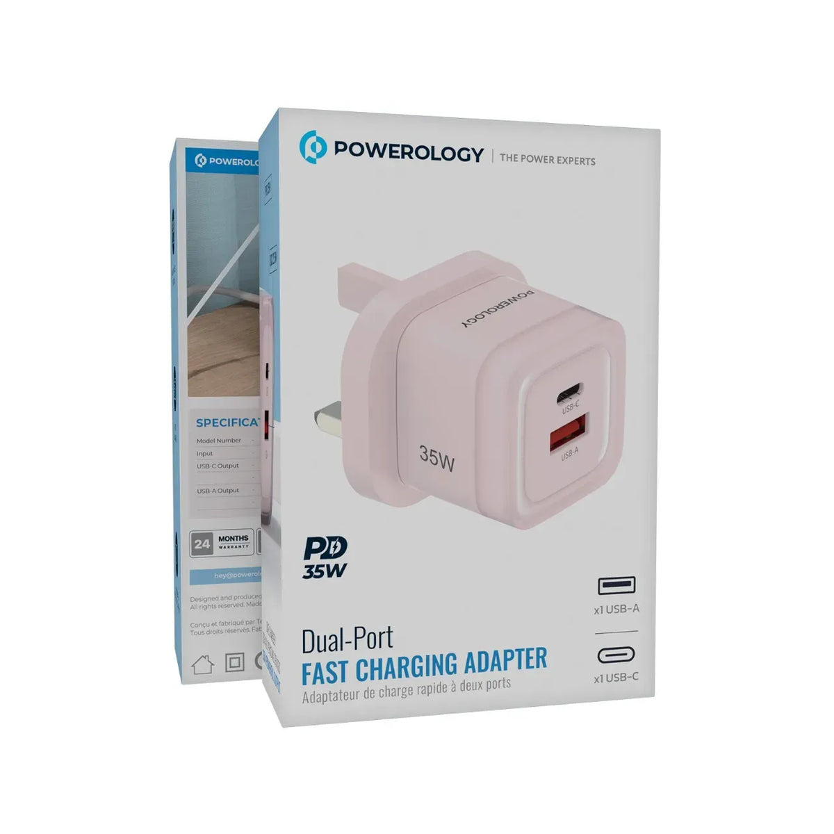 Powerology Dual-Port Fast Charging Adapter PD 35 W - Pink – image 5