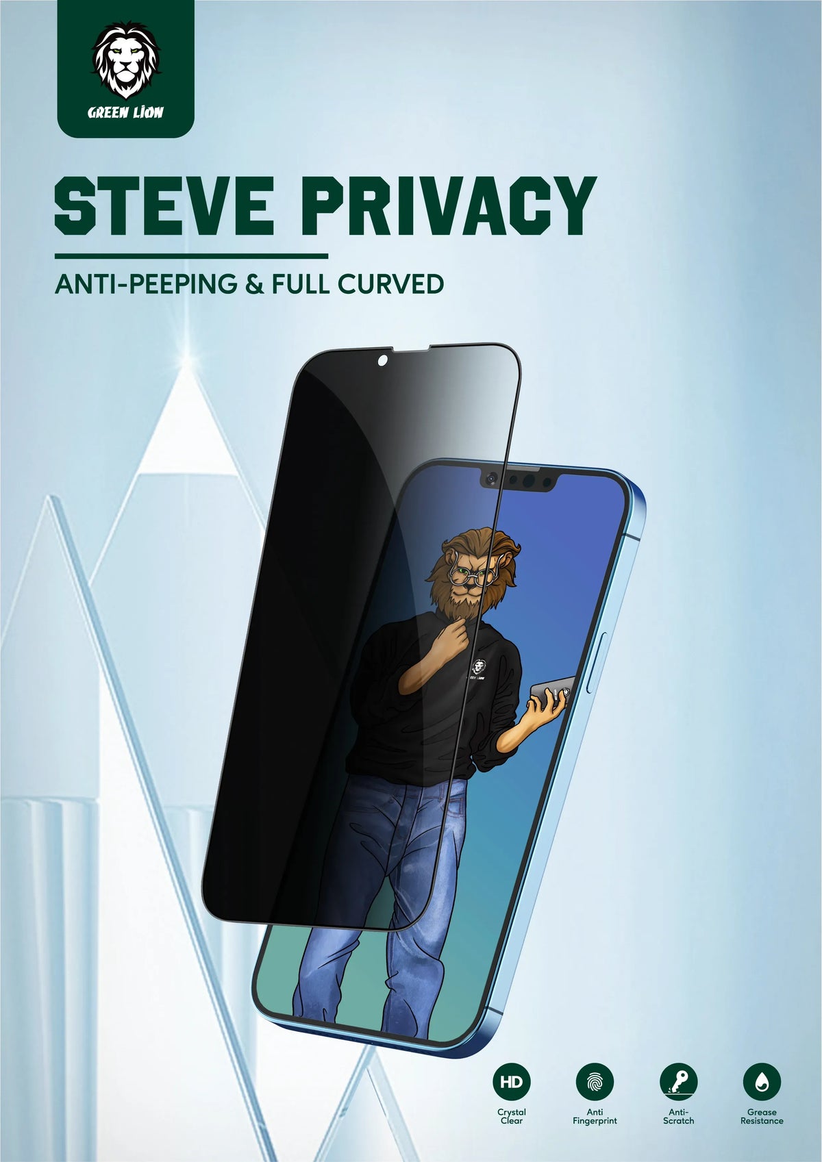 Green Lion 9h Steve Privacy Full Glass Screen Protector for Iphone 12 12 Pro – image 14