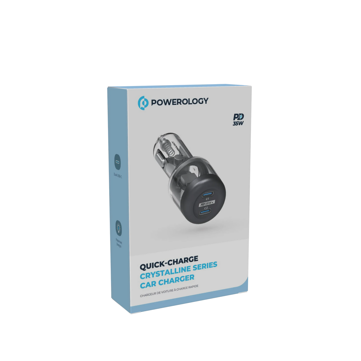 Powerology Crystalline Series Car Charger PD 35w Transparent Grey – image 9