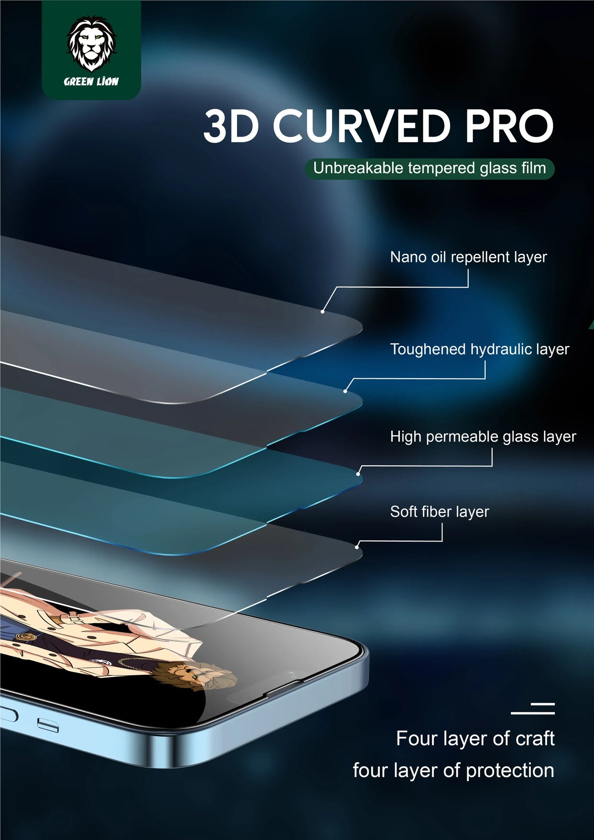Green 3d Curved Tempered Glass for Iphone 11 Pro – image 8