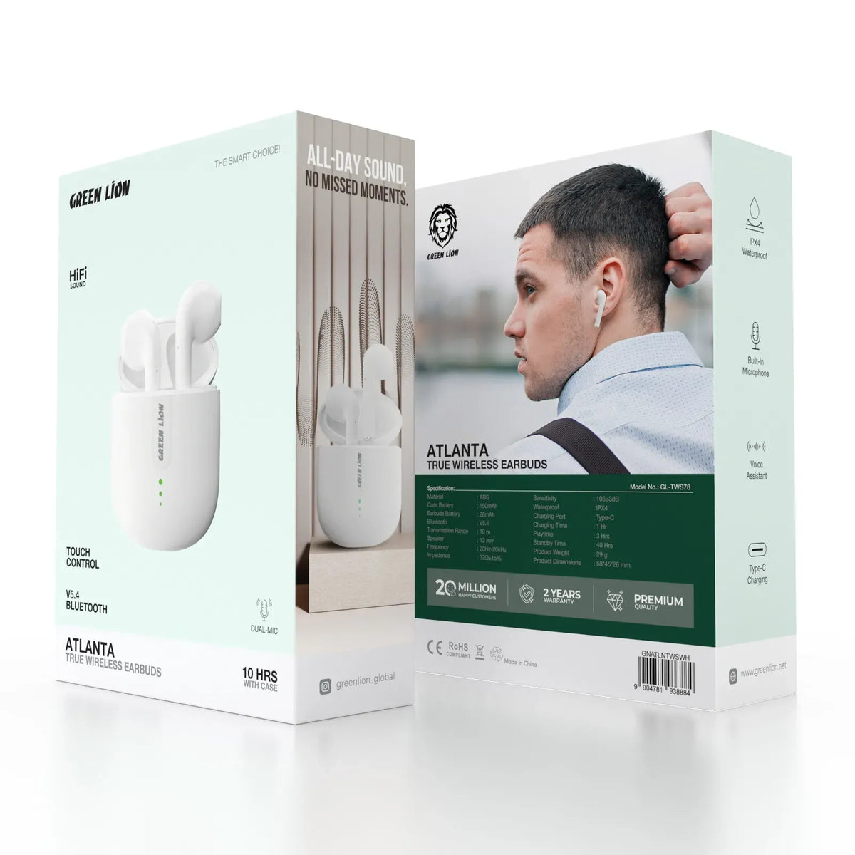 Green Lion Atlanta True Wireless Earbuds - White – image 4
