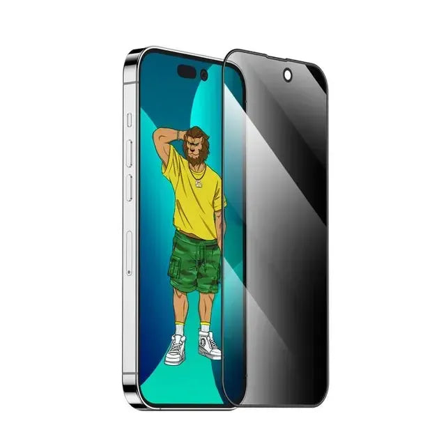 Green Lion 3d Silicone Privacy HD Glass Screen Protector Black Edge Privacy for Iphone 14 Series – image 4
