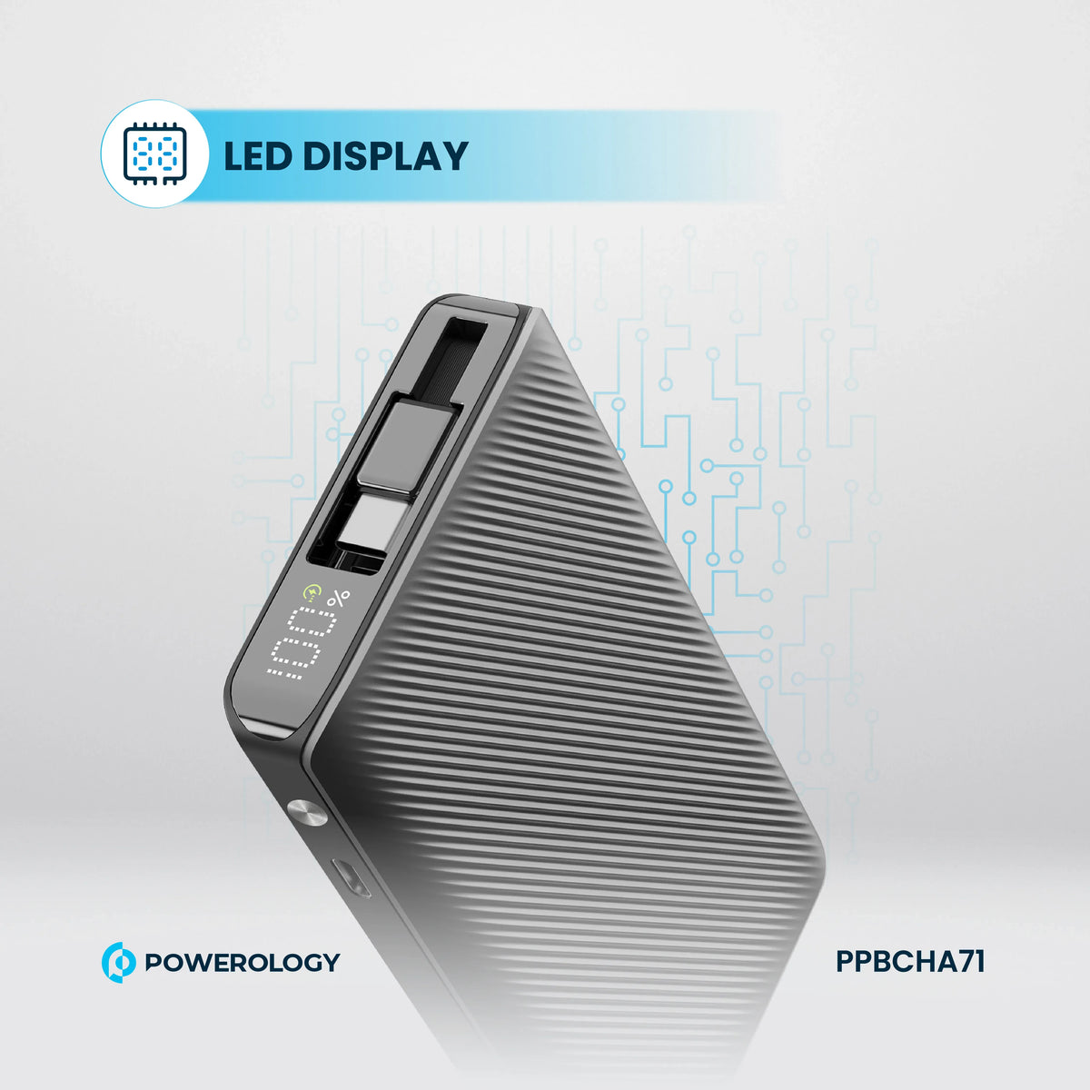 Powerology 10000mAh Retractable Cable Power Bank Black – image 14
