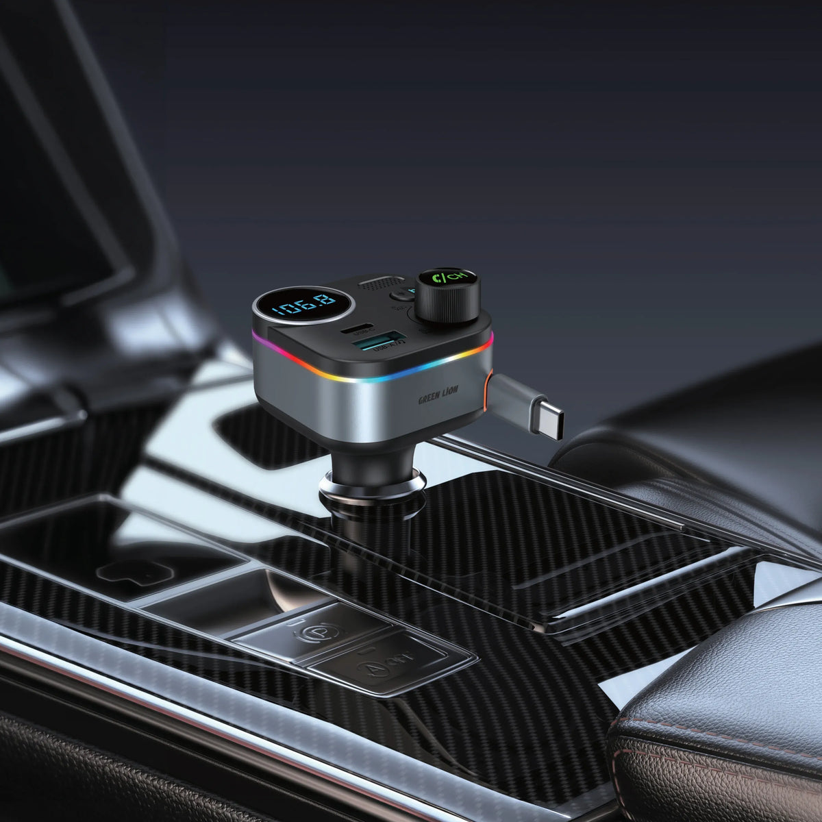 Green Lion Car Fm Transmitter with Bluetooth 5 4 Dual Port Black – image 5