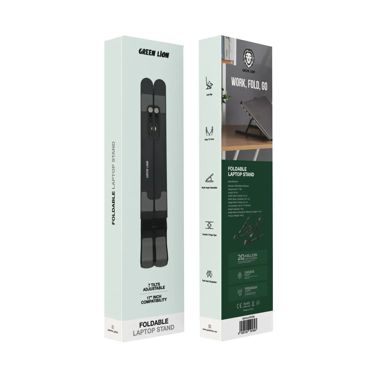 Green Lion Foldable Laptop Stand 7 Tilts Black – image 2