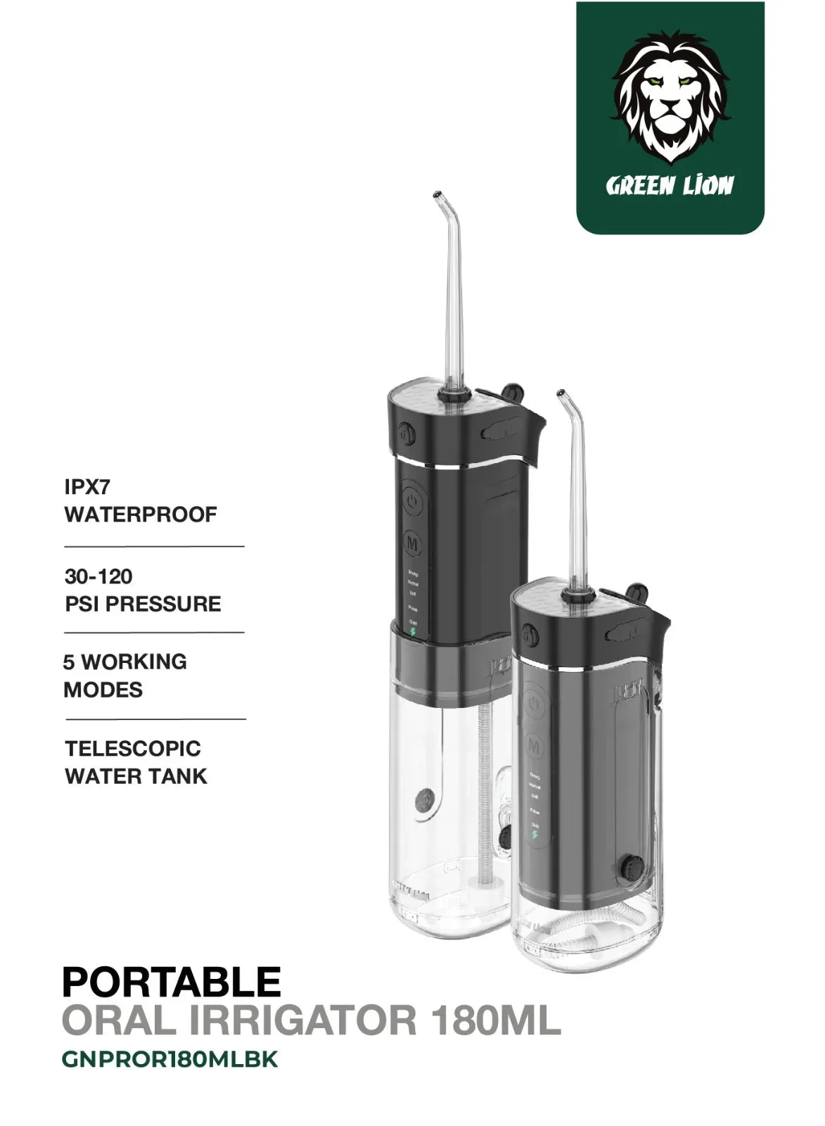 Green Lion Portable Oral Irrigator 180 ML - Black – image 5