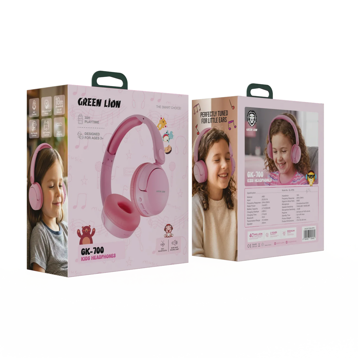 Green Lion GK-700 Kids Headphones - Pink – image 5