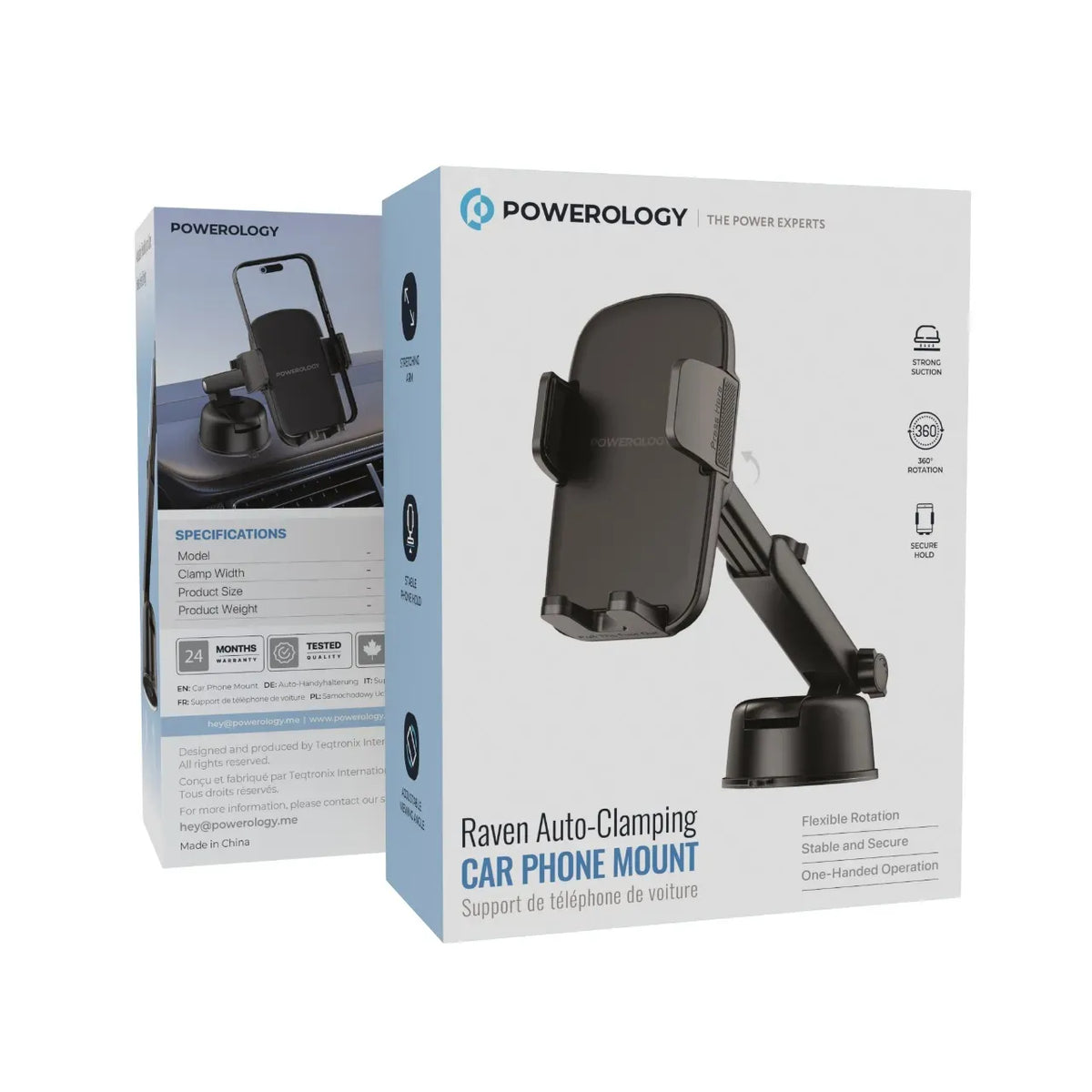 Powerology Raven Auto Clamping Car Phone Mount Black – image 3